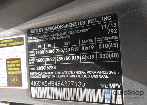 2014 Mercedes-Benz Ml 350 4Matic from USA, damaged, VIN 4JGDA5HB4EA327130